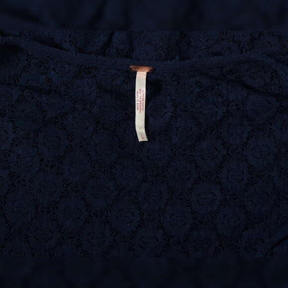 Free People Bring The Romance Midi Dress L 10 Women Blue Cotton Sheer NEW 45089 - Picture 5 of 6